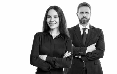 Başarılı ortaklık. İş ekibi başarısı. İş ortağı beyazla izole edilmiş. Takım elbiseli iki iş adamı. İş ekibi çalışması ve işbirliği. Ortaklık kavramı. Ortak takımı. seçici odak.