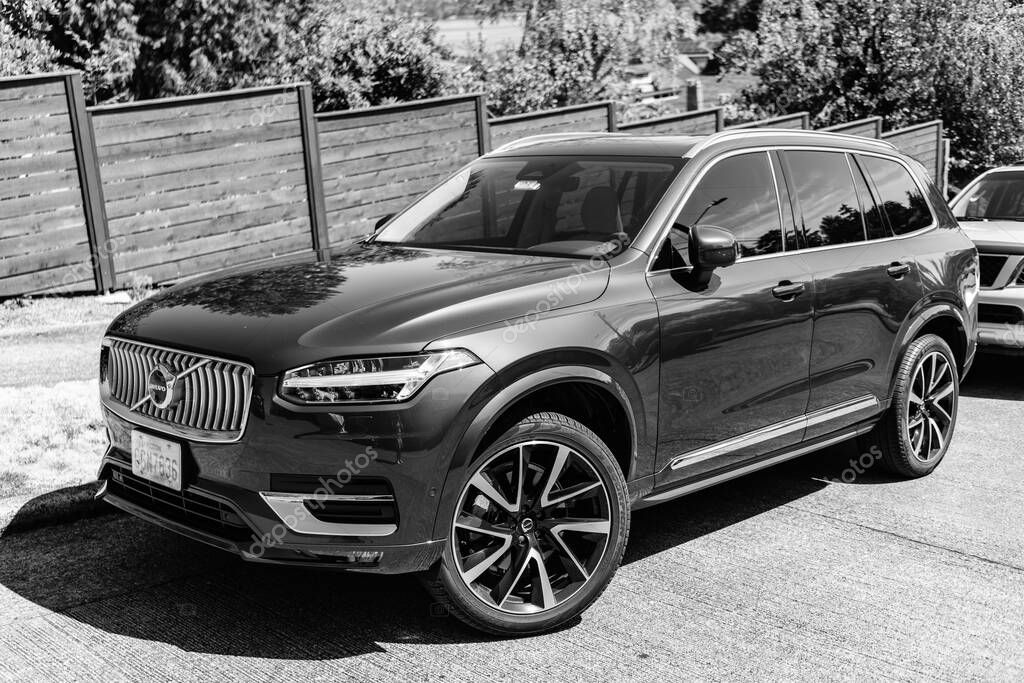 Seattle, WA, USA -July 3, 2024: Volvo xc90 dark blue. Volvo XC90 is a mid-size luxury crossover SUV manufactured and marketed by Volvo Cars.