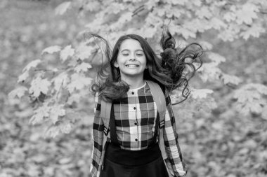 Öğrenci hayatı. Okula dönelim. Okul çantalı sonbahar kızı. Gençler için eğitim. Sonbahar parkında açık havada genç bir kız. Çalışmak için sonbahar zamanı. Bilgi ve eğitim. Okul eğitimi. Çocukluk mutluluğu.