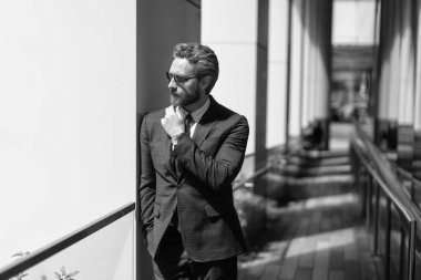 Ofis müdürü. İş yerindeki kendine güvenen iş adamı. Yeni hedefler. İş vizyonu ve liderlik. Takım elbiseli bir iş adamı. Patron iş adamı. Girişimcinin başarısı. Şehir hayatı.