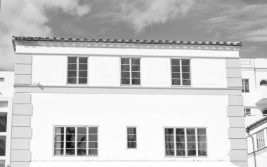 Mimari bina. Art deco. Mimari bölge Art Deco. Miami sahilinin modern binası. Okyanus yolculuğu. Ocean Drive Florida 'daki Miami Plajı. Art Deco mimarisi. 23. Cadde.