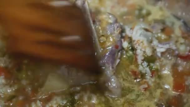 Kaynayan Kharço Çorbası Kuzu Eti Kemik Pilav Yakın Plan — Stok video
