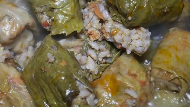 Cabbage Rolls Cabbage Rolls Grape Leaves Rice Meat Close Favorite — Video