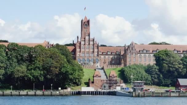 Flensburg Almanya Ağustos 2023 Denizci Okulu 1910 Inşa Edildi — Stok video