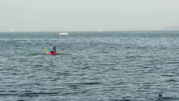 Flensburg Alemania Septiembre 2023 Mar Báltico Atleta Sumerge Agua Kayak — Vídeo de stock