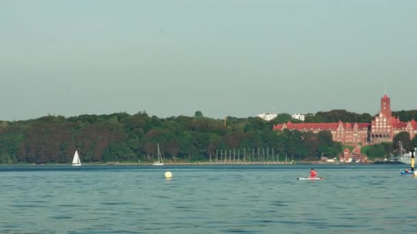 Flensburg Deutschland September 2023 Blick Vom Gegenüberliegenden Ufer Der Deutschen — Stockvideo