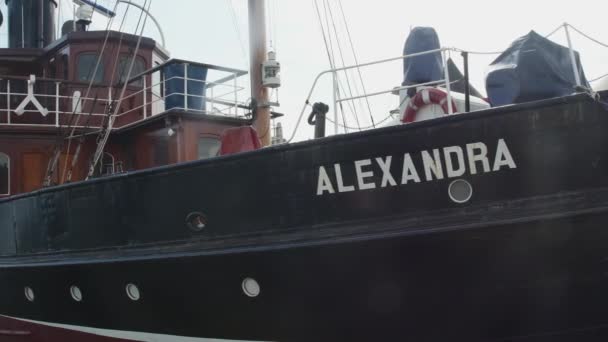 Flensburg Alemania Julio Barco Pasajeros Amarrado Alexandra Construido 1908 Con — Vídeo de stock