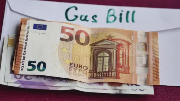Falling Money Envelope Inscription Gas Bill Concept Gas Price Increase — Stock Video