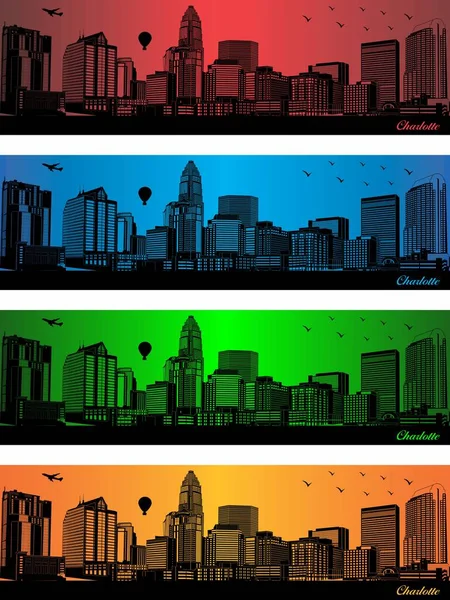Ciudad Charlotte Cuatro Colores Diferentes Ilustración Ciudad Colores Fondo Charlotte — Vector de stock