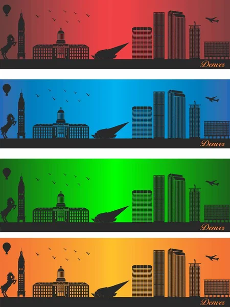 Denver Město Čtyřech Různých Barvách Ilustrace Město Barvách Pozadí Denver — Stockový vektor