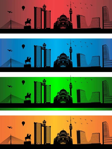 Belgrad Miasto Czterech Różnych Kolorach Ilustracja Miasto Tle Kolorów Miasto — Wektor stockowy