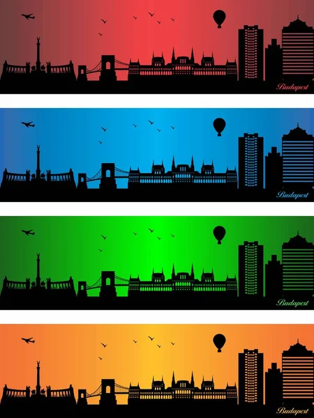 Boedapest Stad Vier Verschillende Kleuren Illustratie Stad Kleuren Achtergrond Stad — Stockvector