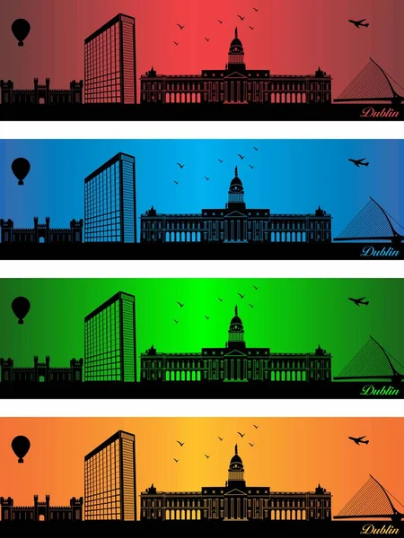 Dublin Stad Vier Verschillende Kleuren Illustratie Stad Kleuren Achtergrond Stad — Stockvector