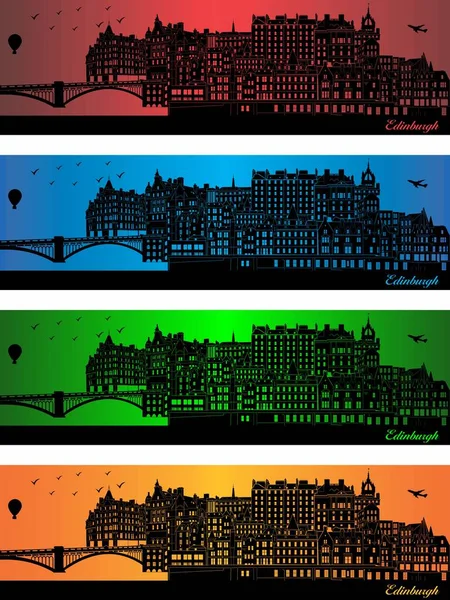 Edinburgh Stadt Vier Verschiedenen Farben Illustration Stadt Farben Hintergrund Stadt — Stockvektor