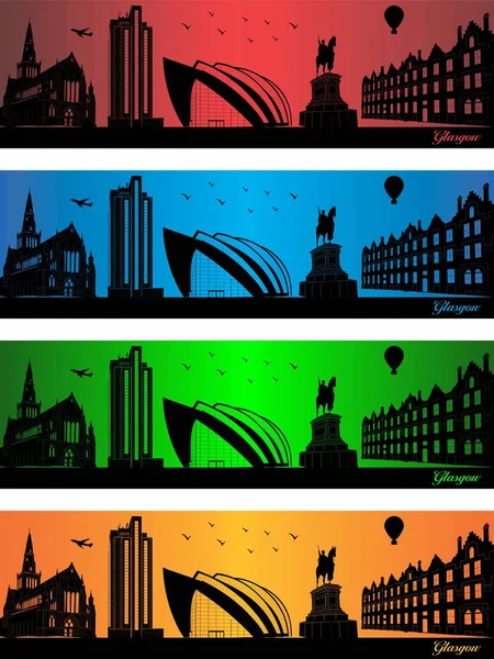 Glasgow Město Čtyřech Různých Barvách Ilustrace Město Barvách Pozadí Město — Stockový vektor