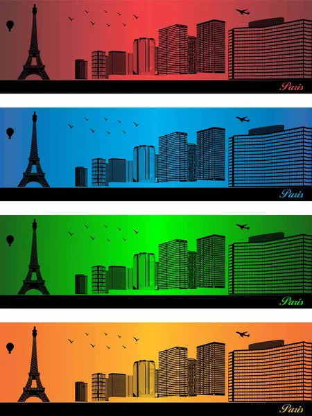 Parijs Stad Vier Verschillende Kleuren Illustratie Stad Kleuren Achtergrond Stad — Stockvector