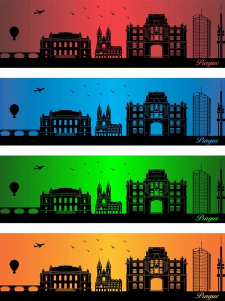 Praag Stad Vier Verschillende Kleuren Illustratie Stad Kleuren Achtergrond Stad — Stockvector