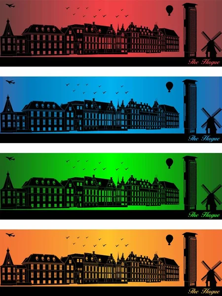 Гаазьке Місто Чотирьох Різних Кольорах Ілюстрація Місто Кольорі Місто Гаазі — стоковий вектор