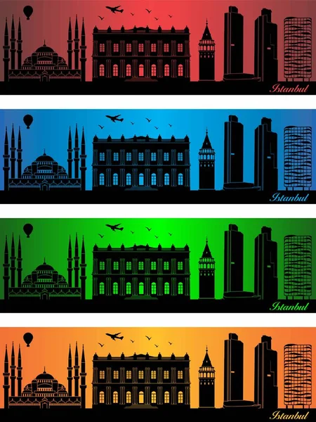 Istanbul Město Čtyřech Různých Barvách Ilustrace Město Barvách Pozadí Město — Stockový vektor