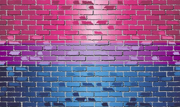 Fierté Bisexuelle Drapeau Sur Mur Briques Illustration Symbole Communauté Lesbienne — Image vectorielle