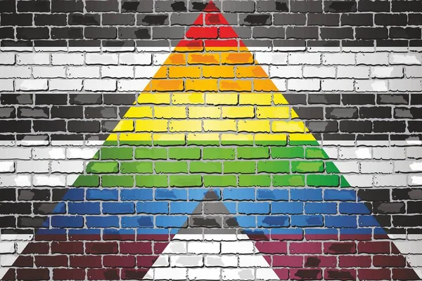 砖墙上的爱丽骄傲旗 同性恋 异性恋联盟的例证 — 图库矢量图片