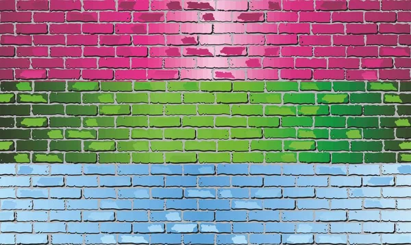 Bandera Del Orgullo Polisexual Pared Ladrillo Ilustración Símbolo Comunidad Polisexual — Archivo Imágenes Vectoriales