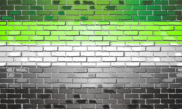Aromantic Pride Flag Brick Wall Illustration Bright Concept Background — Stock Vector