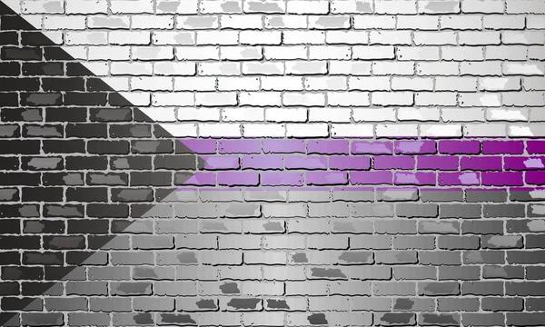 レンガの壁の上の性的誇りフラグ イラスト 性的コミュニティのシンボル — ストックベクタ