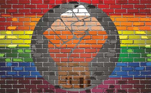 Bandiera Queer People Color Sul Muro Mattoni Illustrazione Qpoc Pride — Vettoriale Stock