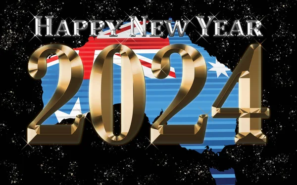 Stock image Happy New Year 2024 with Australia Map - Illustration,2024 HAPPY NEW YEAR NUMERALS