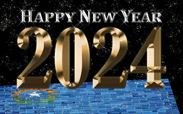 stock image Happy New Year 2024 with Nevada flag - Illustration,2024 HAPPY NEW YEAR NUMERALS