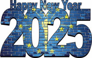 Mutlu yıllar 2025, Indiana bayrağı içinde 2025 YILINI YIL YIL NUMERALS