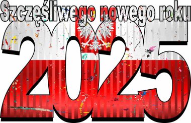 İçinde Polonya bayrağı olan 2025 yılınız kutlu olsun - 2025 YILI YILI YILINDA YENİ YIL NUMERALS