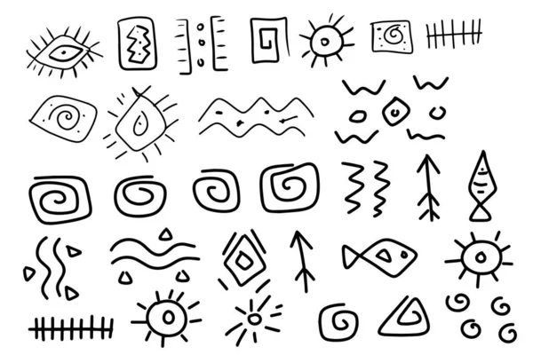 Hiéroglyphes Inscriptions Noir Blanc Lignes Mexique Maya Aztecs Anciennes Inscriptions — Image vectorielle