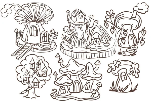 Casa Calabaza Fabuloso Mágico Niños Dibujos Animados Carácter Bosque Setas — Vector de stock