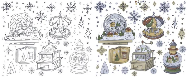 Снежное Рождество Зимняя Сказка Дома Лесной Уютное Праздничное Настроение — стоковый вектор