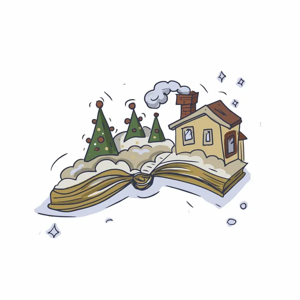 Locomotora Navidad Para Colorear Libro Para Niños Bosquejo Vacaciones Doodle — Archivo Imágenes Vectoriales