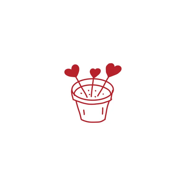 Hearts for Valentine\'s Day Valentine\'s Day set of separate elements of red color Doodle sketch heart candy mug flowers and balloons letter and box, hand drawn