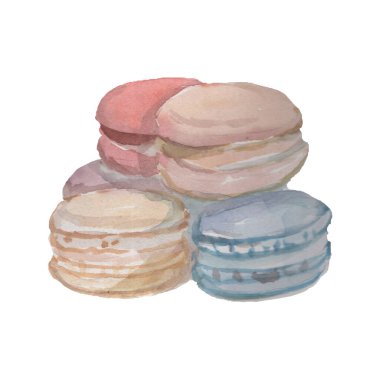 Kekler tatlılar fırın eli çizilmiş suluboya çizimler beyaz arka planda izole edilmiş tatlı yemek tarifleri pişirme şekerlemeleri