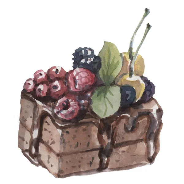 Kuchen Muffins Desserts Bäckerei Handgezeichnete Aquarell Illustration Set Isoliert Auf — Stockfoto