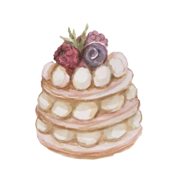케이크 머핀은 빵집에서 손으로 수채화 그림을 배경에서 조리법 보여준다 — 스톡 사진