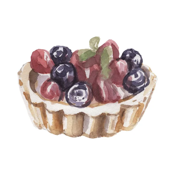 Kuchen Muffins Desserts Bäckerei Handgezeichnete Aquarell Illustration Set Isoliert Auf — Stockfoto