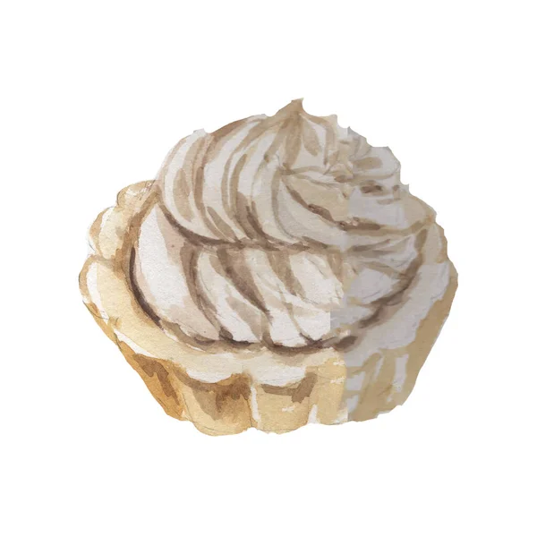 糕点糕点糕点糕点手绘水彩画分离在白色背景上烹调甜食配方甜食 — 图库照片