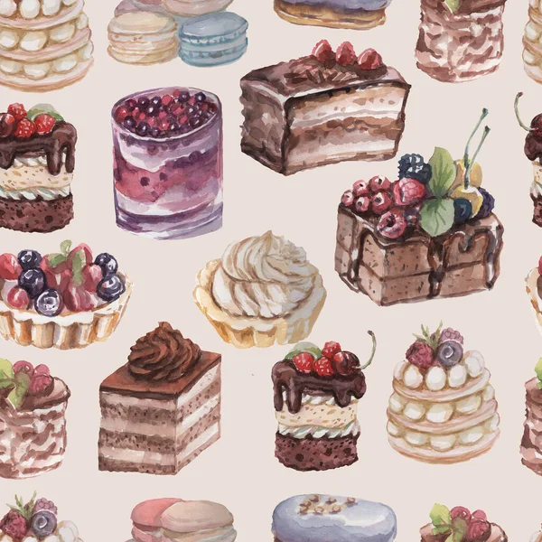 Κέικ Muffins Επιδόρπια Αρτοποιείο Χέρι Σχέδιο Ακουαρέλα Εικόνα Που Απομονώνονται — Φωτογραφία Αρχείου