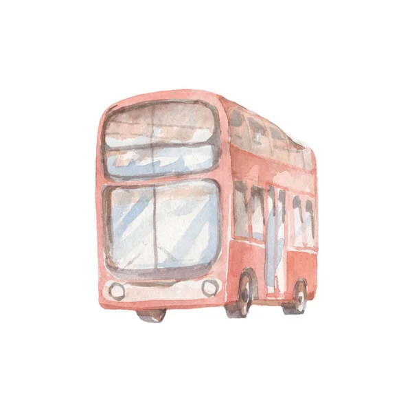 ロンドンの首都ウクシティタワーバス電話ブースランタンと英語の旗水彩イラストハンドセット白い背景旅行の休日に孤立したセット — ストック写真