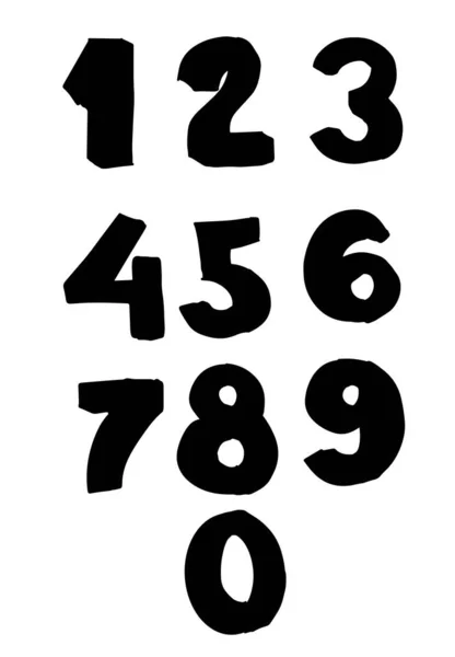 Siffror Från Till Set Handritade Teckensnitt Söta Bilder — Stock vektor