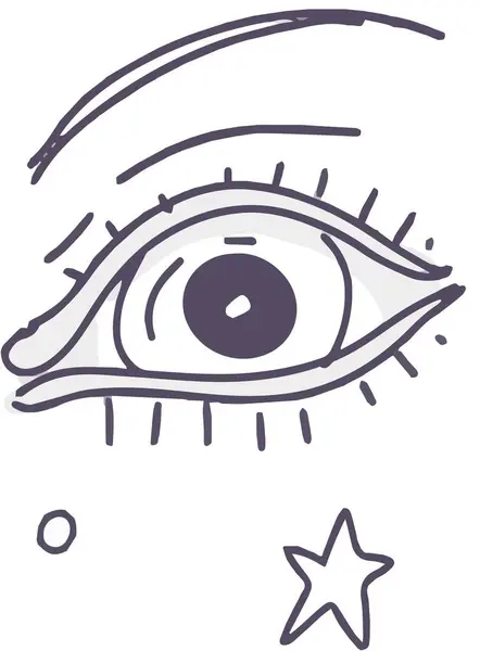 Olhos Mão Mágica Desenhada Fundo Branco Conjunto Imagens Bonitos Desenhos — Vetor de Stock