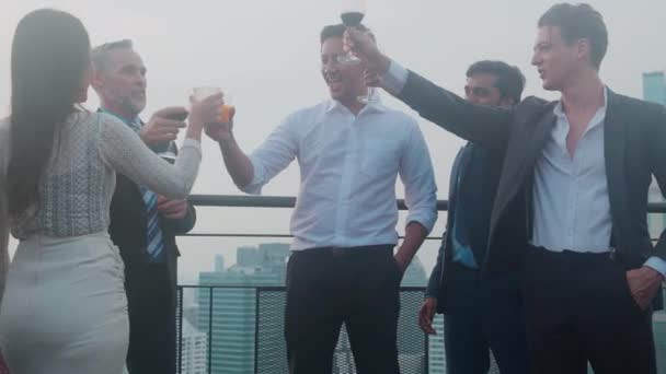 Happy Group Csapat Senior Executive Business People Party Celebrate Success — Stock videók