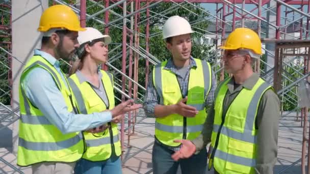 Team Foreman Worker Harmonious Hands Teamwork Achievement Engineer Construction Site — Stock Video