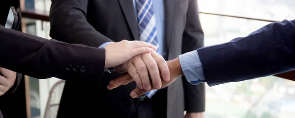 Closeup Hands Group Business Team Harmony Man Woman Partner Joining — Stock Photo, Image